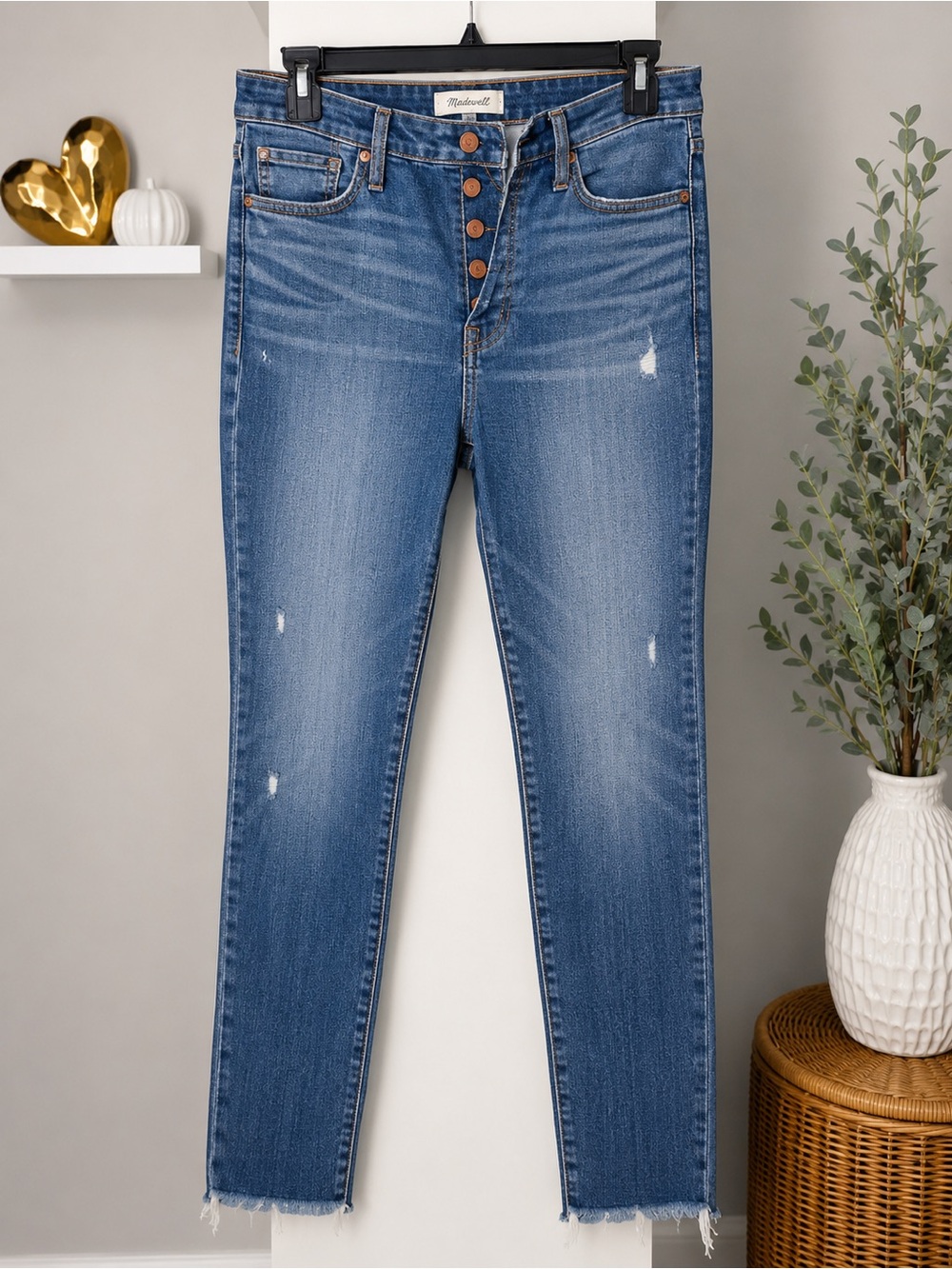 Madewell 9” High-Rise Skinny Jeans Button Fly Raw Hem Size 31